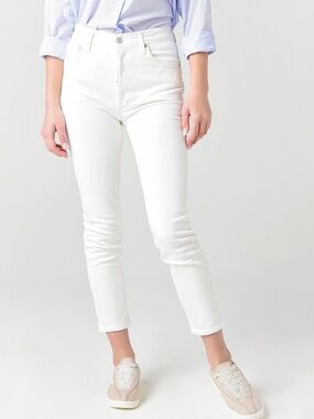 AGOLDE Nico Women’s High Rise Button Fly Slim Fit Ankle White Jeans Size 25